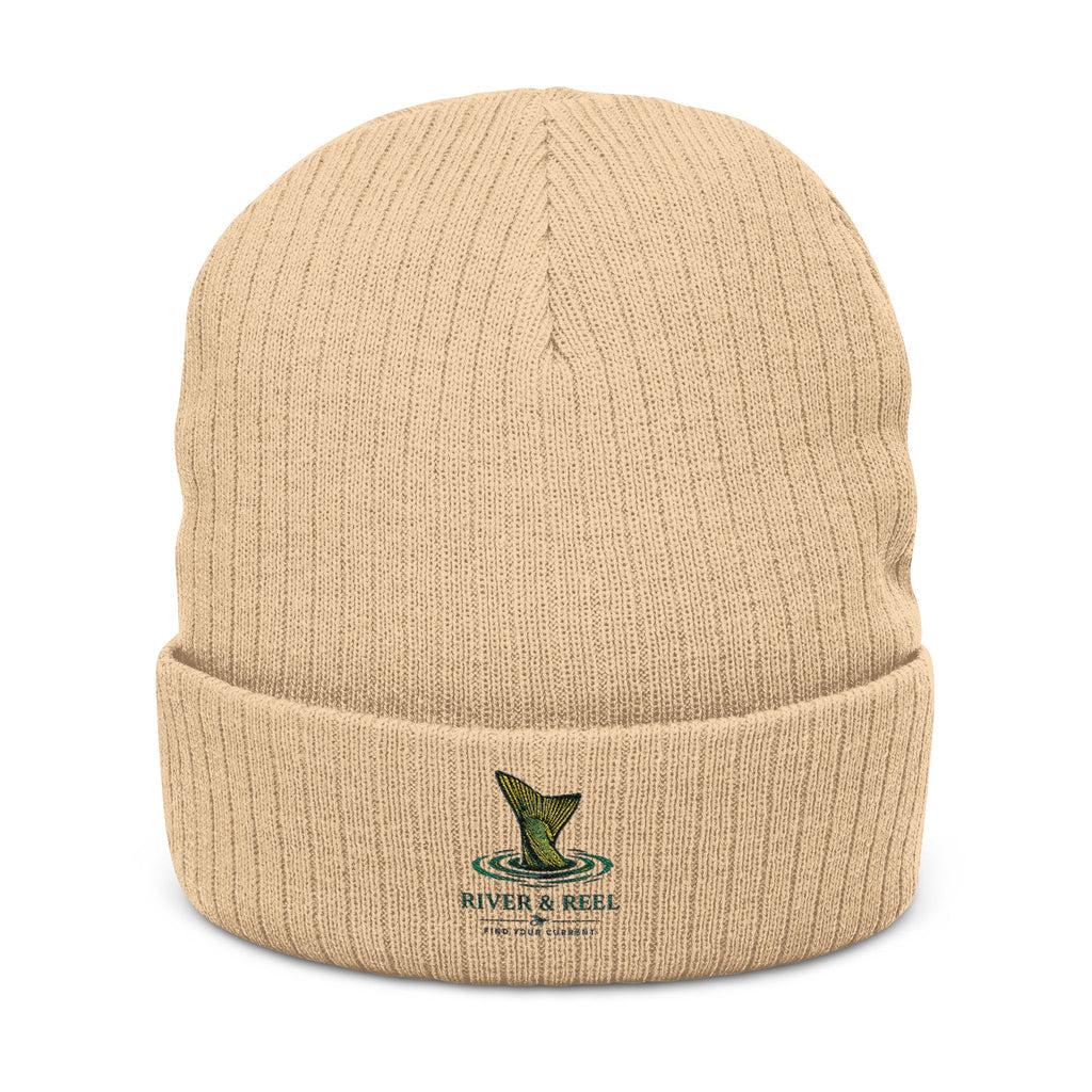 Embroidered Ribbed Beanie