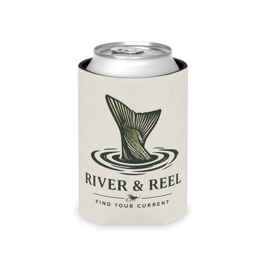 River & Reel Can Cooler – 'Find Your Current' Fishing Drink Koozie