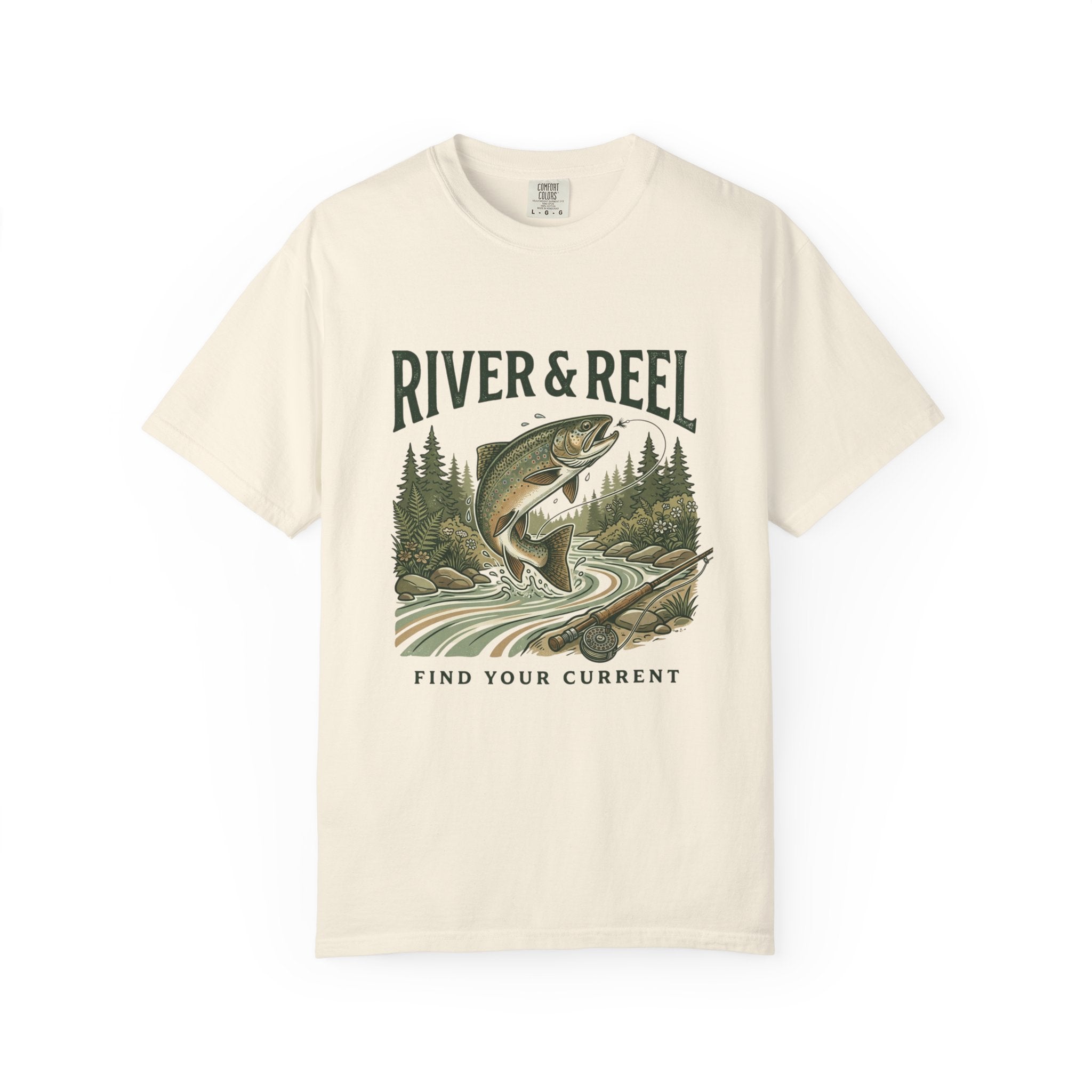 River & Reel Fishing T-Shirt — Find Your Current Graphic Tee