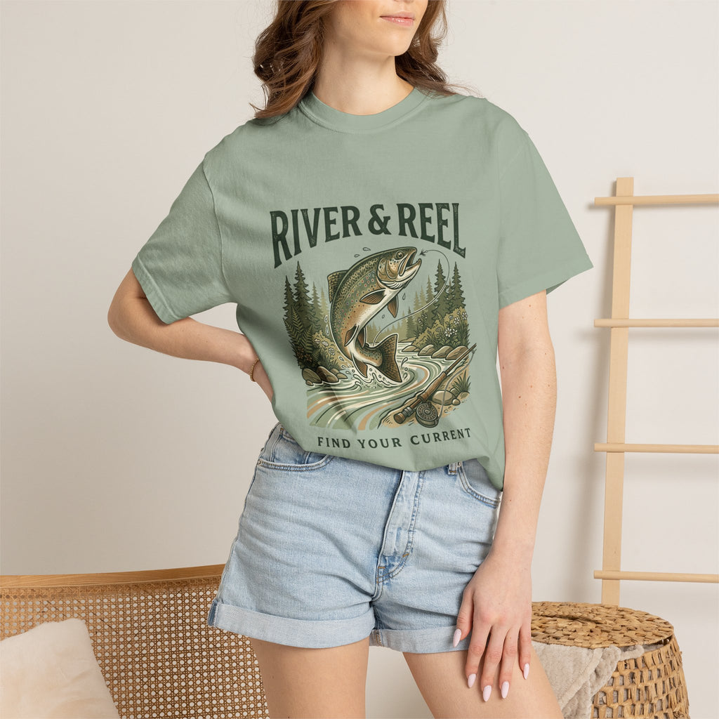 River & Reel Fishing T-Shirt — Find Your Current Graphic Tee