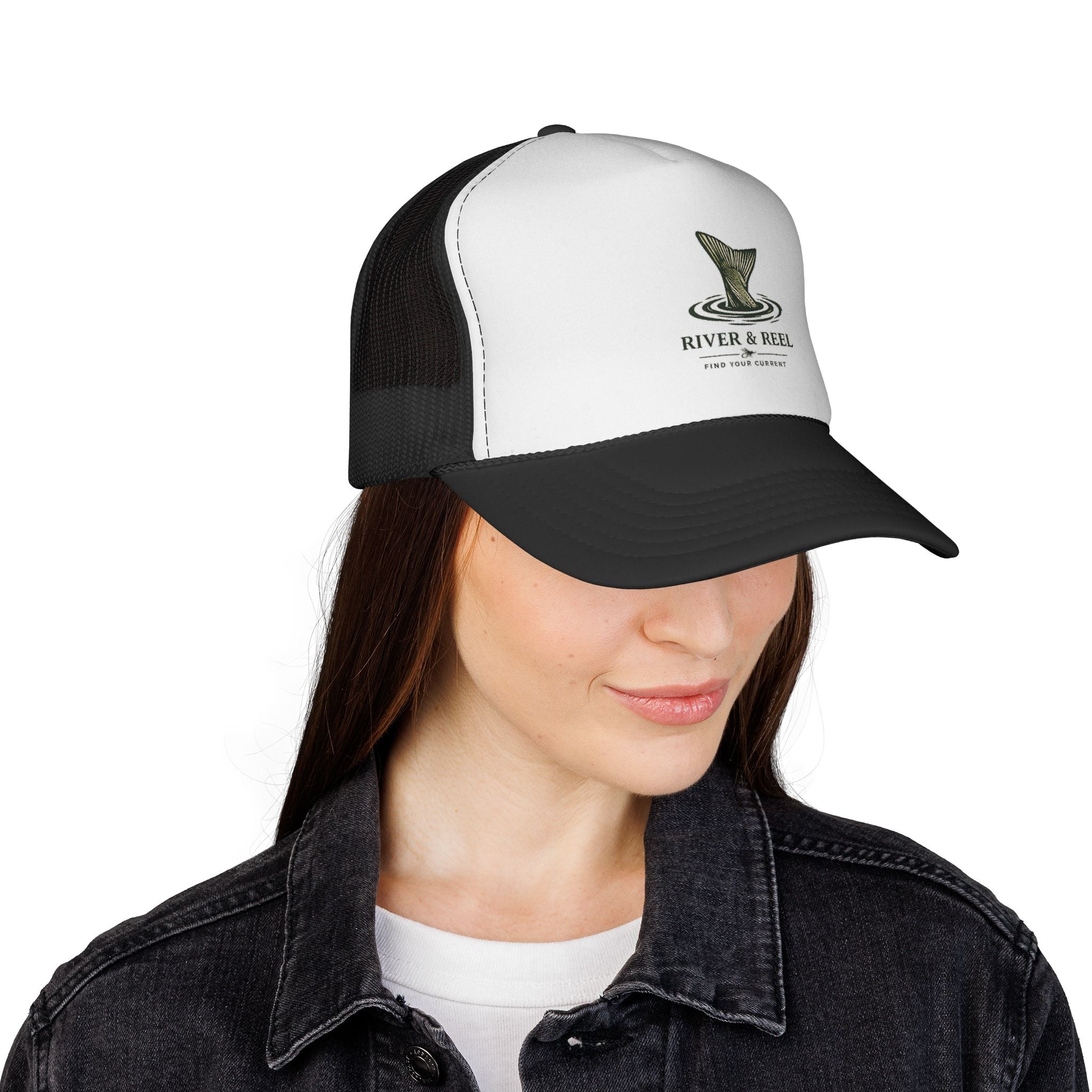 River & Reel Trucker Cap — Fishing Patch Mesh Hat