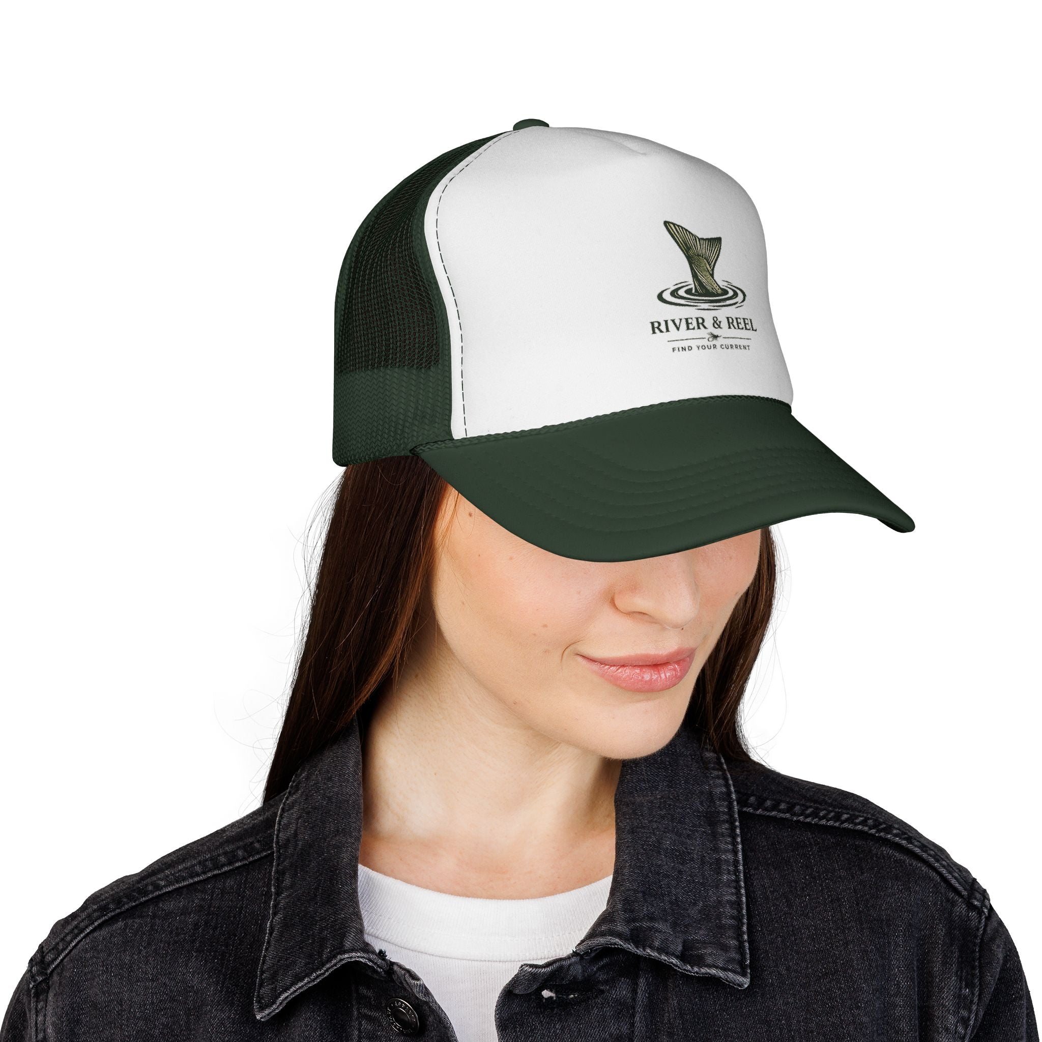 River & Reel Trucker Cap — Fishing Patch Mesh Hat